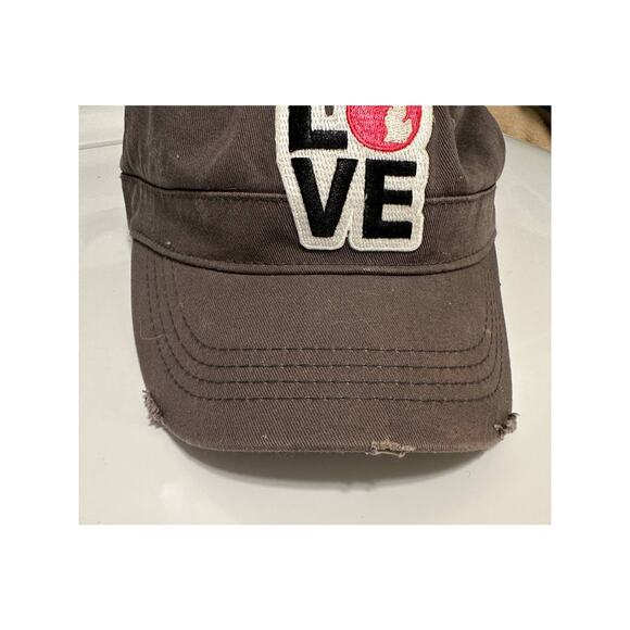 Otto Collecction LOVE Michigan Brown Distressed Baseball Hat Cap Womens Adj - Picture 3 of 8
